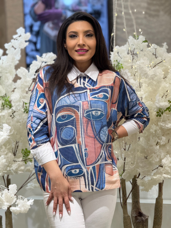 Bluze si camasi - Bluza artistica cu imprimeu abstract