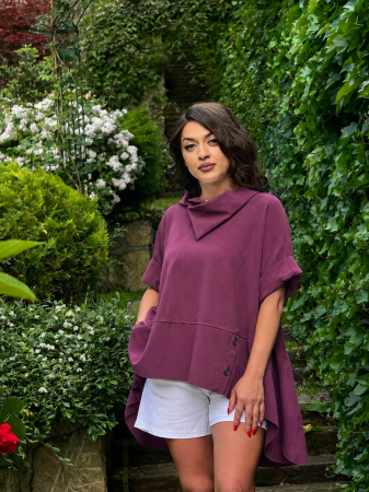 Imbracaminte de dama - Bluza asimetrica bordo