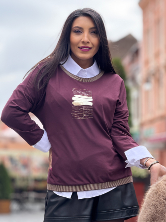 Bluza bordo cu detalii aurii [3]
