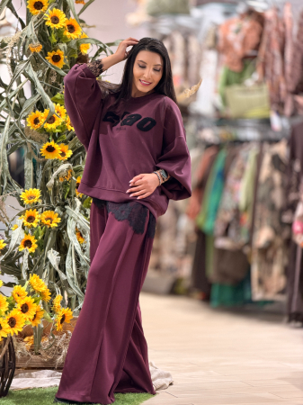 Bluza bordo cu imprimeu scris ciao [5]
