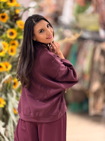 Bluza bordo cu imprimeu scris ciao [3]