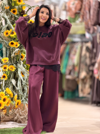 Bluza bordo cu imprimeu scris ciao [4]