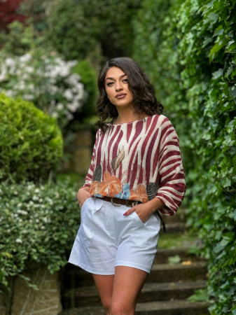 Noutati - Bluza bordo cu print floral