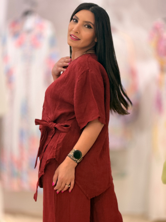 Bluza bordo cu reglaj in talie [3]