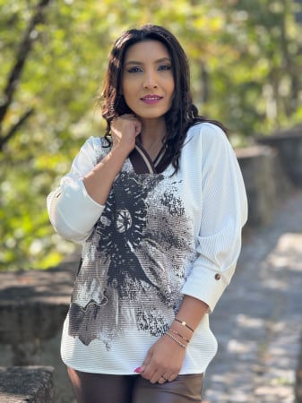 COLECTIA DE TOAMNA - Bluza cu anchior si detaliu floare