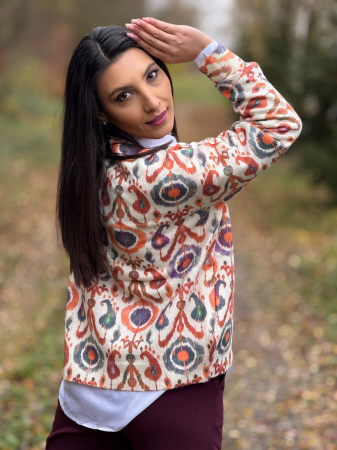 Bluza cu anchior si imprimeu etnic multicolor [2]