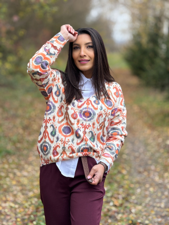 Bluza cu anchior si imprimeu etnic multicolor [1]