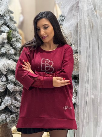 Bluza cu aneca din dantela si imprimeu BB [3]