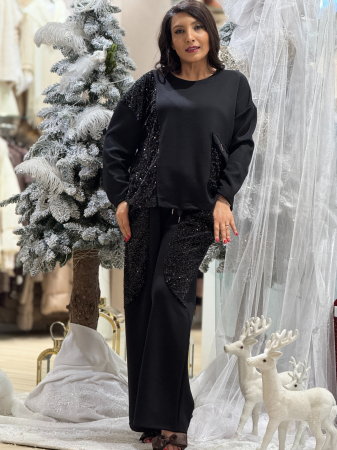 Bluza cu buzunar cu paiete [2]