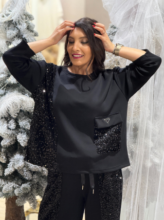 Bluza cu buzunar cu paiete [5]