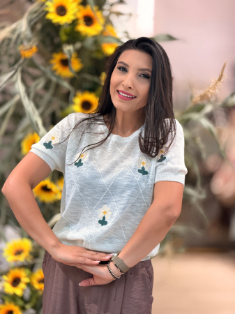 Bluza cu flori tricotate galbene [1]