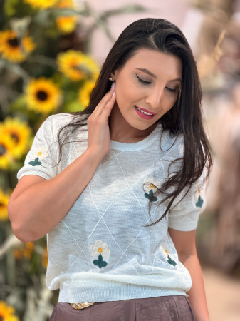 Bluza cu flori tricotate galbene [2]