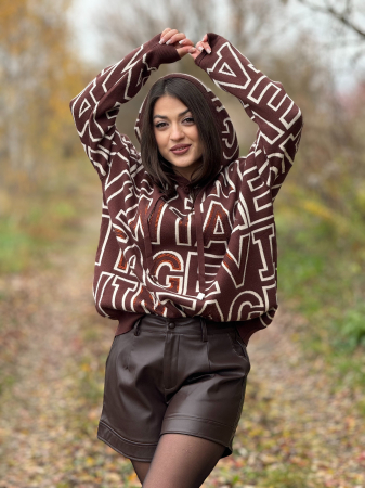 PULOVERE SI BLUZE - Bluza cu gluga si imprimeu vintage