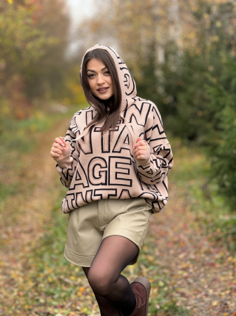Bluza cu gluga si imprimeu vintage [2]