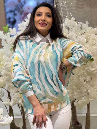 Bluze si camasi - Bluza cu imprimeu abstract in tonuri fresh