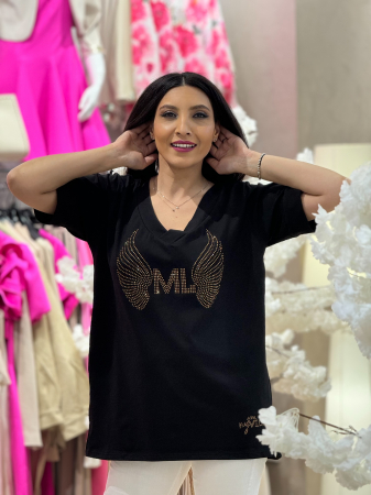 Bluze si camasi - Bluza cu imprimeu aripi si snur