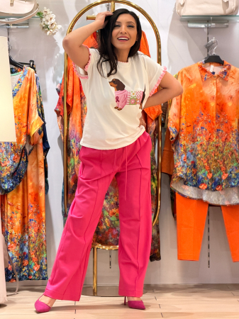 Bluza cu imprimeu caine cu roz [5]