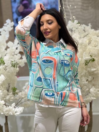 Bluza cu imprimeu fete [1]