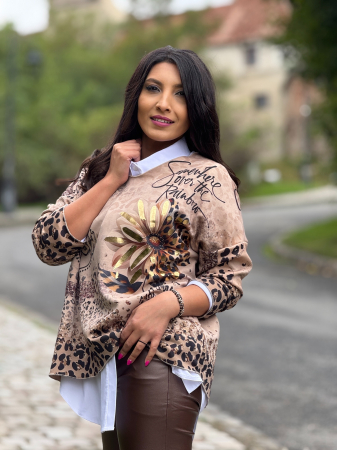 Bluza cu imprimeu floral si animal print [2]
