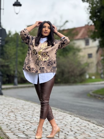 Noutati - Bluza cu imprimeu inimioare si animal print