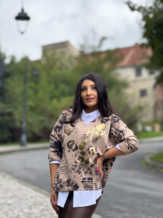 Bluza cu imprimeu inimioare si animal print [2]