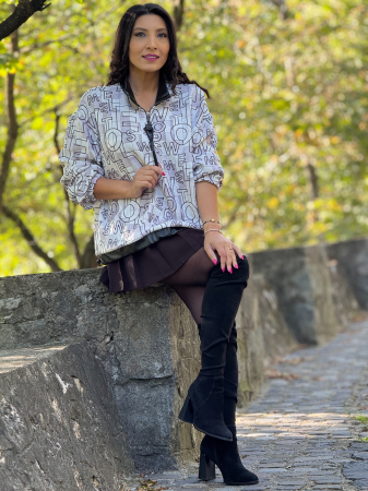 Bluza cu imprimeu litere [1]
