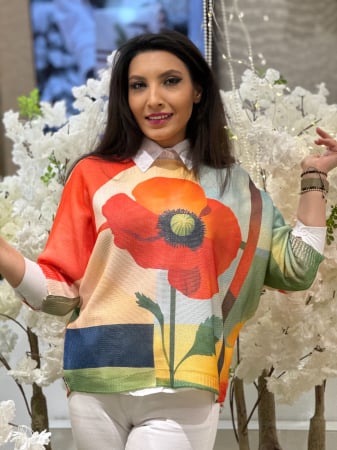 Bluze si camasi - Bluza cu imprimeu mac