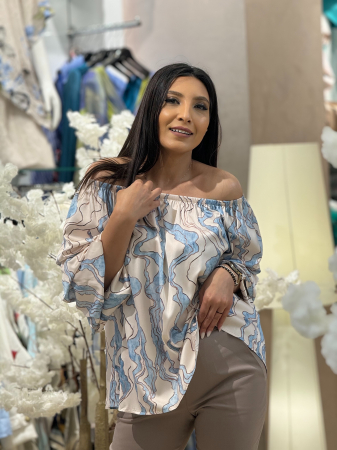 Bluze si camasi - Bluza cu maneca bufanta si imprimeu abstract