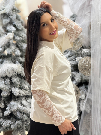Bluza cu maneca cu dantela [4]