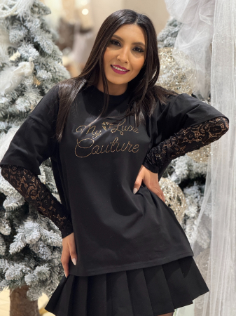 Bluza cu maneca din dantela Couture [3]