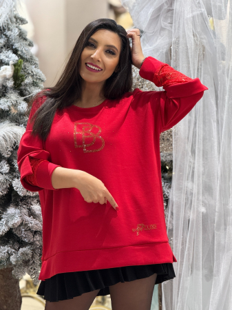 Bluza cu maneca din dantela si imprimeu cu pietricele BB [4]