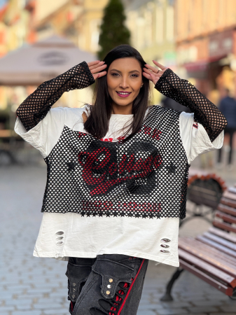 COLECTIA DISNEY - Bluza cu plasa si detaliu rosu