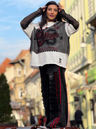 Bluza cu plasa si detaliu rosu [3]