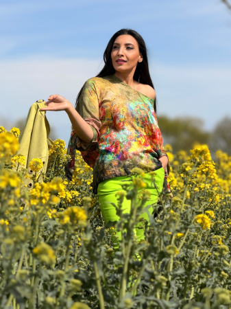 Bluza cu print picasso cu fundita la mana [5]