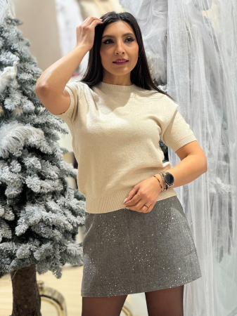 Imbracaminte de dama - Bluza cu sclipici si maneca scurta