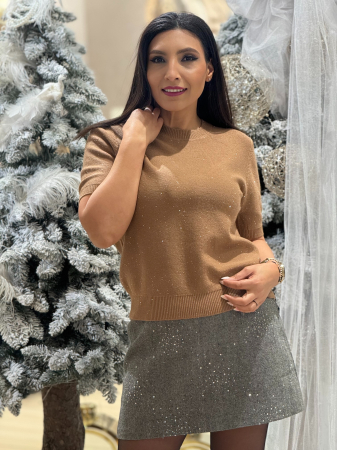 Imbracaminte de dama - Bluza cu sclipici si maneca scurta