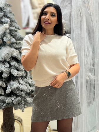 Noutati - Bluza cu sclipici si maneca scurta