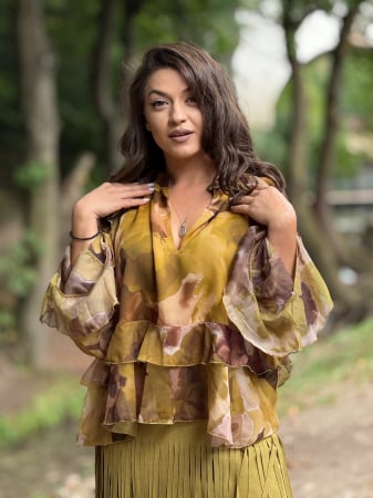 Imbracaminte de dama - Bluza cu volane si imprimeu tomnatic