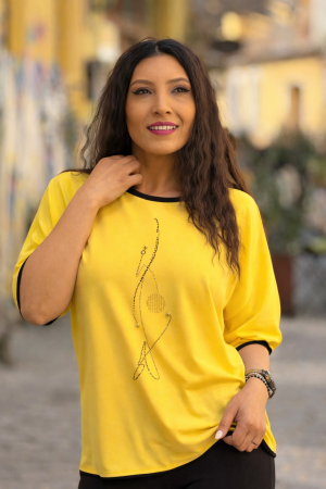 Imbracaminte de dama - Bluza dama galbena cu pietricele