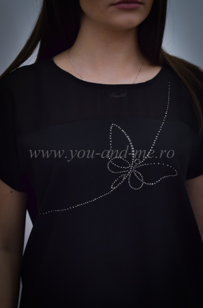Bluza dama neagra eleganta cu imprimeu fluture [4]
