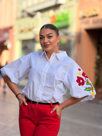 Bluza din bumbac cu broderie la  maneca [1]