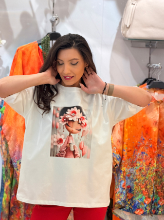 Bluze si camasi - Bluza din bumbac cu fetita cu coronita roz