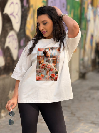 Imbracaminte de dama - Bluza din bumbac cu imprimeu  balerina