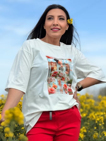 Imbracaminte de dama - Bluza din bumbac cu imprimeu  balerina