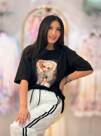 Bluza din bumbac cu imprimeu fata cu fusta cu perlute [1]