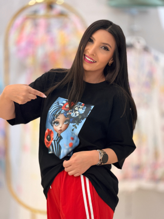 Bluza din bumbac cu imprimeu fata cu maci [2]