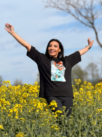 Bluza din bumbac cu imprimeu fayta roscata cu ochelari [2]