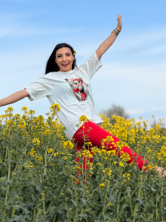 Bluza din bumbac cu imprimeu fetita cu flori rosii [6]