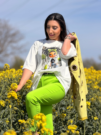 Bluza din bumbac cu imprimeu fetita cu fundita verde [4]