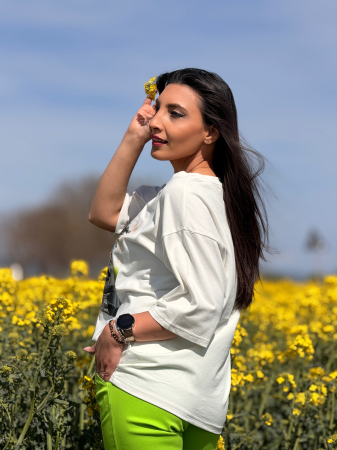 Bluza din bumbac cu imprimeu fetita cu fundita verde [3]